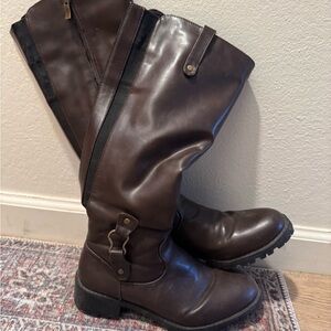 Dark Brown Knee-High Leather Boots
